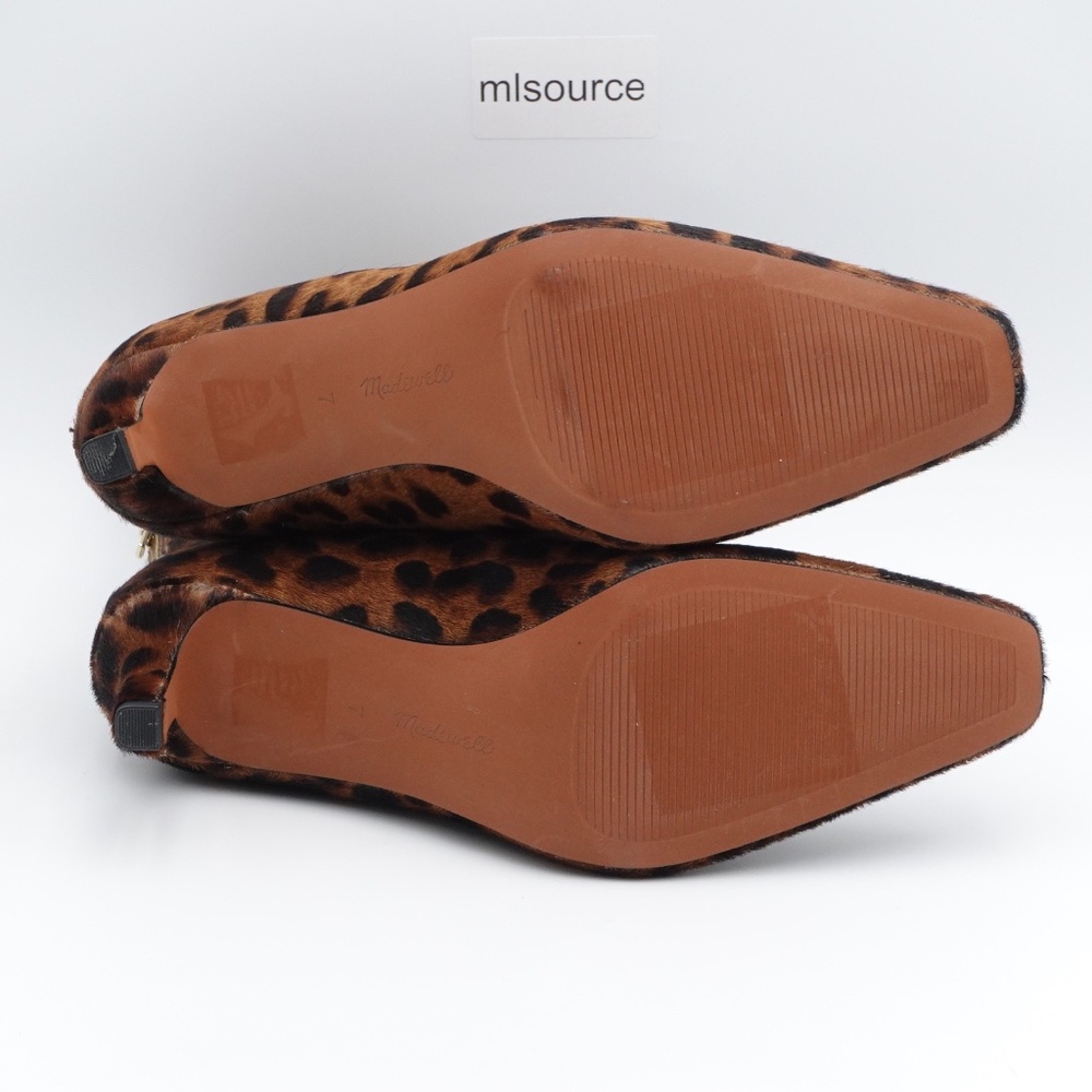NEW US Size 7 Women's Madewell Diaz Snip-Toe Calf Hair Ankle Boots Leopard Brown - Picture 6 of 8